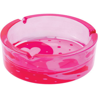 6.25" Pink Yin Yang Hearts Glass Ashtray - CannaDevices
