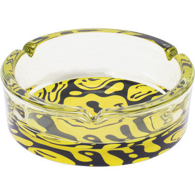 6.25" Yellow Melting Smiley Glass Ashtray