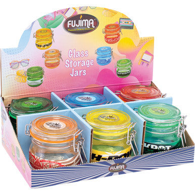 6Count 150Ml Asst Glass Storage Jar With Clasps