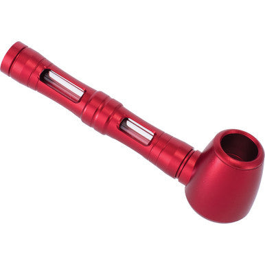 Red Dual Window Aluminium Glass Pipe - CannaDevices