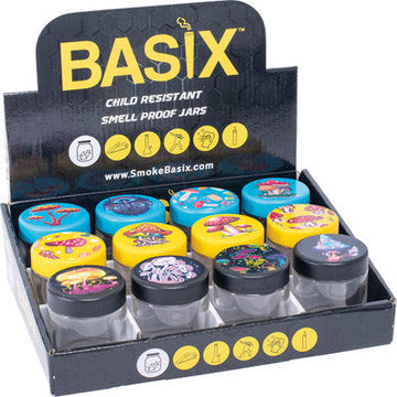 12Ct. 90Ml Medium Mushroom Design Child Resistant Glass Jar