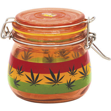 500Ml Glass Jars Red Rasta Leaves - CannaDevices