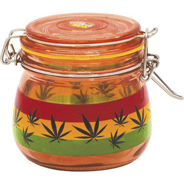 500Ml Glass Jars Red Rasta Leaves