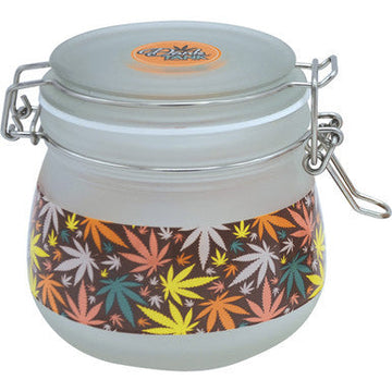 500Ml Glass Jars White Leaves