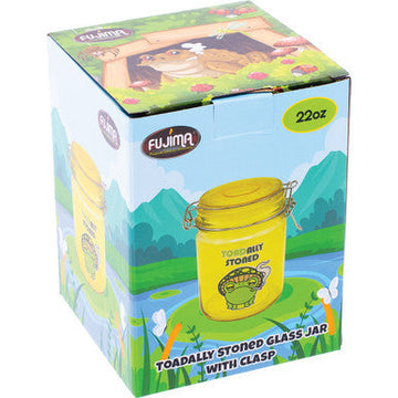 22Oz Yellow Toadally Stoned Glass Jar With Clasp