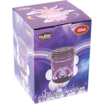 22Oz Black Lit As Hell Glass Jar With Clasp