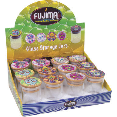 12Count Sugar Skull Glass Stash Storage Jar 2 Fl Oz - CannaDevices