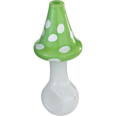 4" Milky Mushroom Hand Pipe - Green - CannaDevices