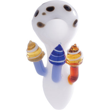 4" 3 Color Mushroom Hand Pipe - White