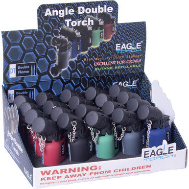 20Ct. Angle Double Torch Flame Lighter Plastic