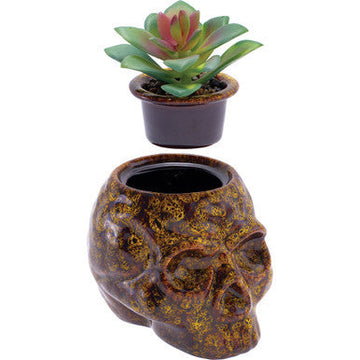 4.5In Yellow Skull Planter Stash Jar