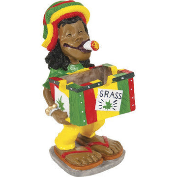 Jamaican Poly Resin Ashtray with reggae colors and 'Grass' design.
