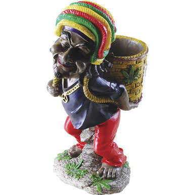 17" Large Jamaican Man Ashtray with reggae figurine carrying a basket - CannaDevices