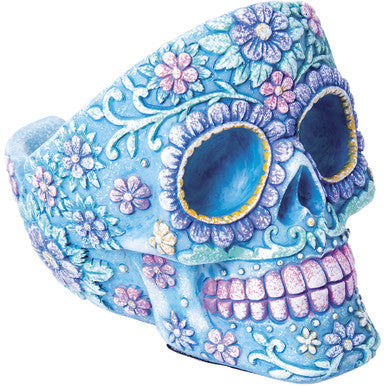 6ct. Poly Stone Floral Skull Shape Ashtray
