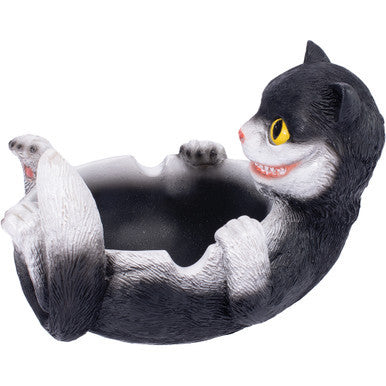 Black Trippy Cat Polystone Ashtray