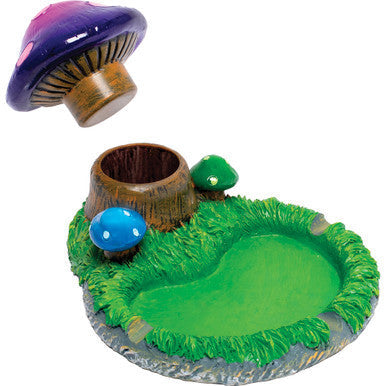 7in Mushroom Polystone Ashtray w/ Hidden Storage
