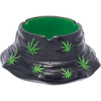 6in Black & Green Leaf Bucket Hat Ashtray