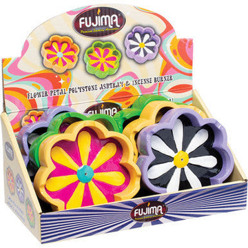 6ct. Flower Petal Polystone Ashtray & Incense Burner