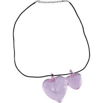 4in Pink Necklace Double Heart Hand Pipe