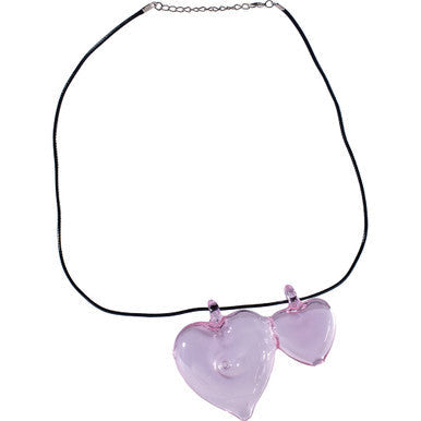4in Pink Necklace Double Heart Hand Pipe