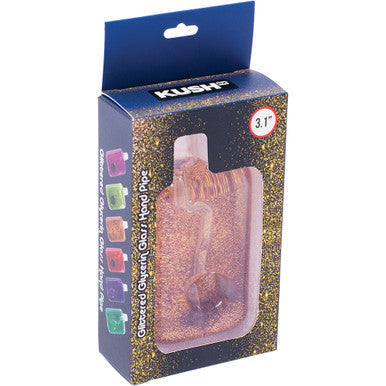 4in Gold Liquid Glitter Square Hand Pipe