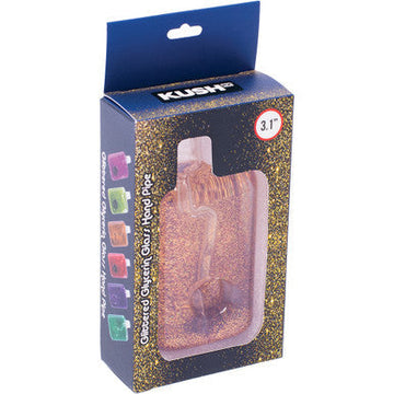 4in Gold Liquid Glitter Square Hand Pipe
