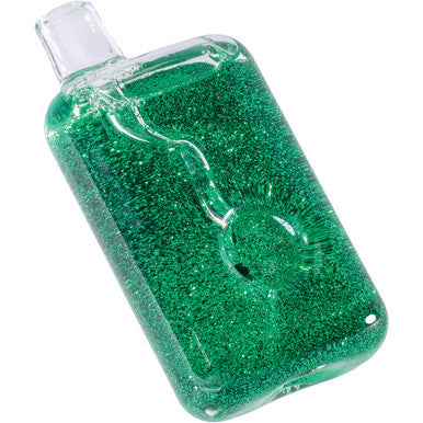 4in Green Liquid Glitter Square Hand Pipe