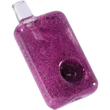 4in Pink Liquid Glitter Square Hand Pipe