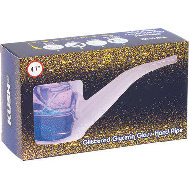 5in Blue Liquid Glitter Sherlock Hand Pipe - CannaDevices