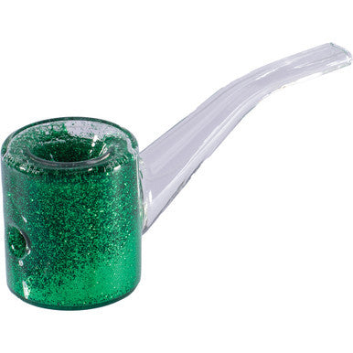 5in Green Liquid Glitter Sherlock Hand Pipe - CannaDevices