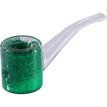 5in Green Liquid Glitter Sherlock Hand Pipe