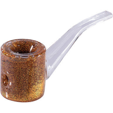 5in Yellow Liquid Glitter Sherlock Hand Pipe