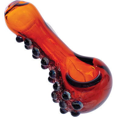 3.5in Red-Orange Tiny Eyeballs Glass Hand Pipe - CannaDevices