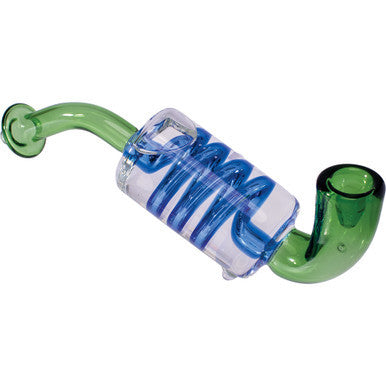 7in Green Coil Glycerin Sherlock Hand Pipe - CannaDevices
