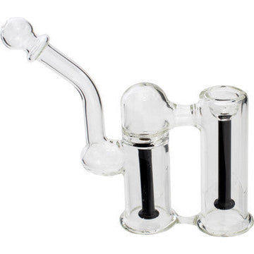7in Double Chamber Bubbler - Black