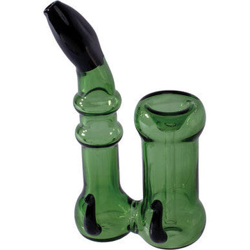 5in Green Double Horn Sherlock Hand Bubbler Pipe