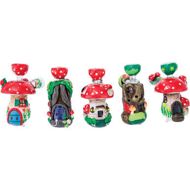 7" Mushroom Treehouse Glass Resin Bubbler - CannaDevices