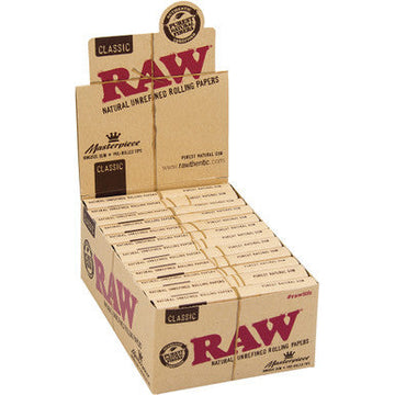 24 Ct. Raw Masterpiece Classic King Slim + Pre. Rolled Tips