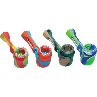 5Ct. 3.5In Silicone Glass Pipe - Random Color