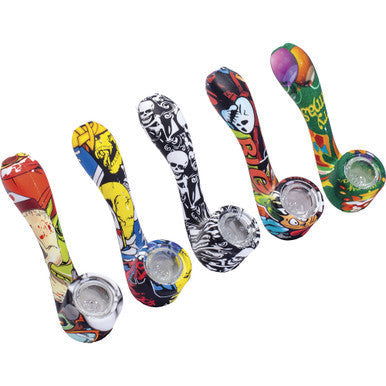 5Ct. 4.5In Waterprint Sherlock Silicone Pipe - Random Color
