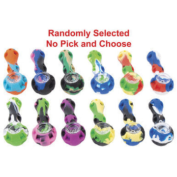 Silicone Pipe W/ Glass Bowl (Colors May Very)