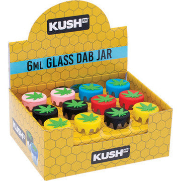 24Count 6Ml Glass Dab Jars Silicone Leaf Top - Kushrx