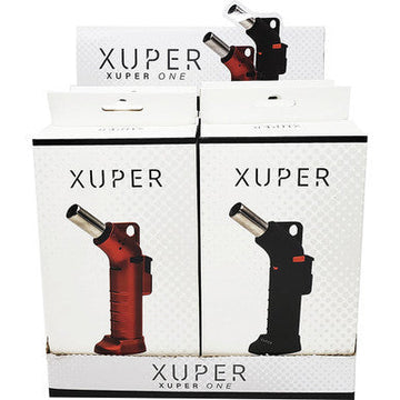 6Ct. Xuper One Torch Lighter.Black/Red Finish