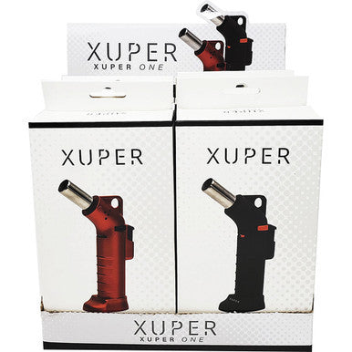 6Ct. Xuper One Torch Lighter.Black/Red Finish