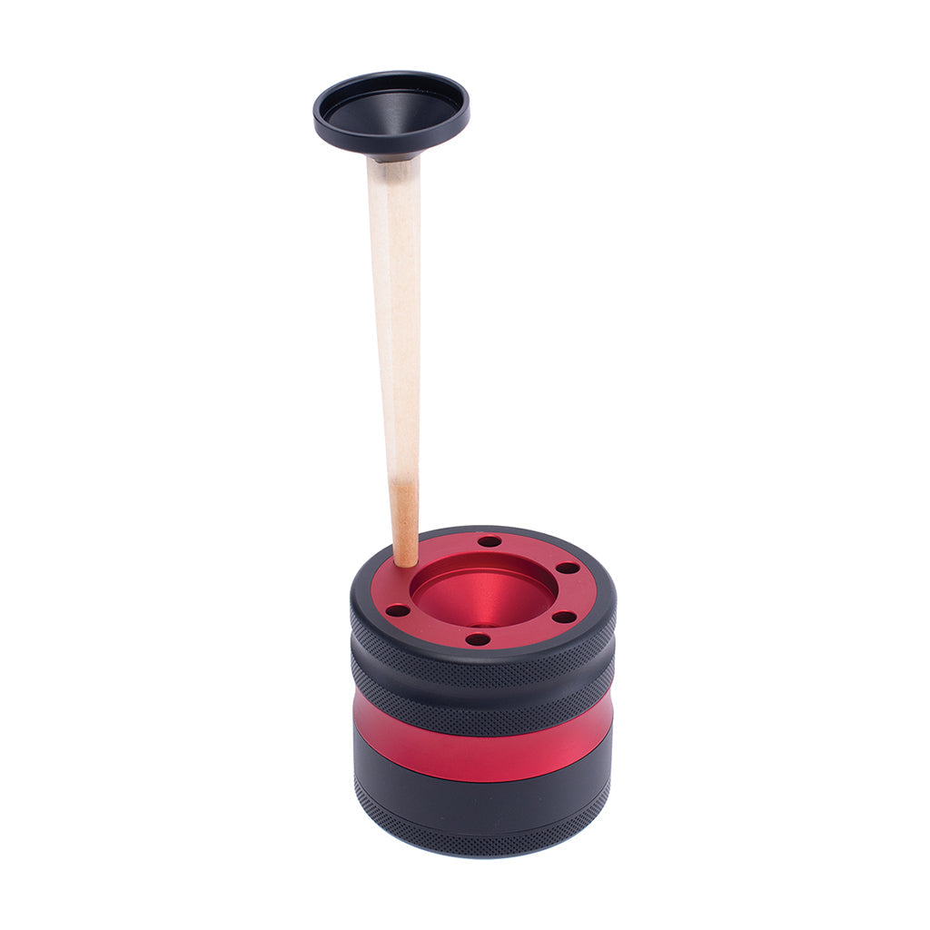 Aluminium Grinder w/ Cone Holder & Funnel - Red