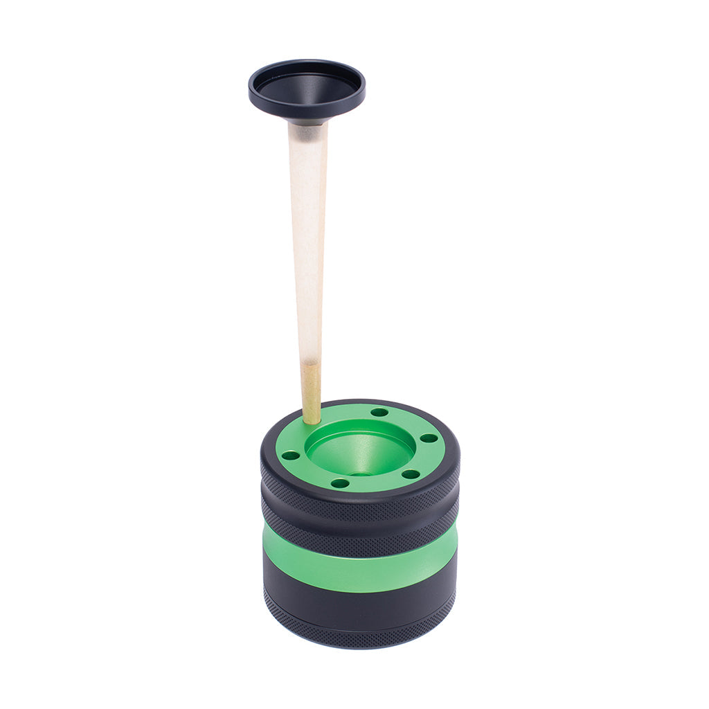 Green Aluminium Grinder w/ Cone Holder & Funnel