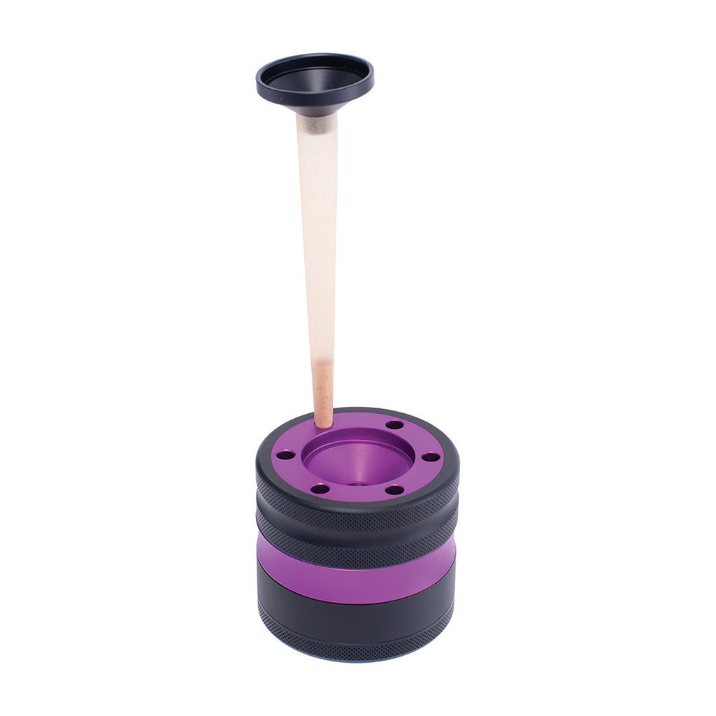 Aluminium Grinder w/ Cone Holder & Funnel - Purple