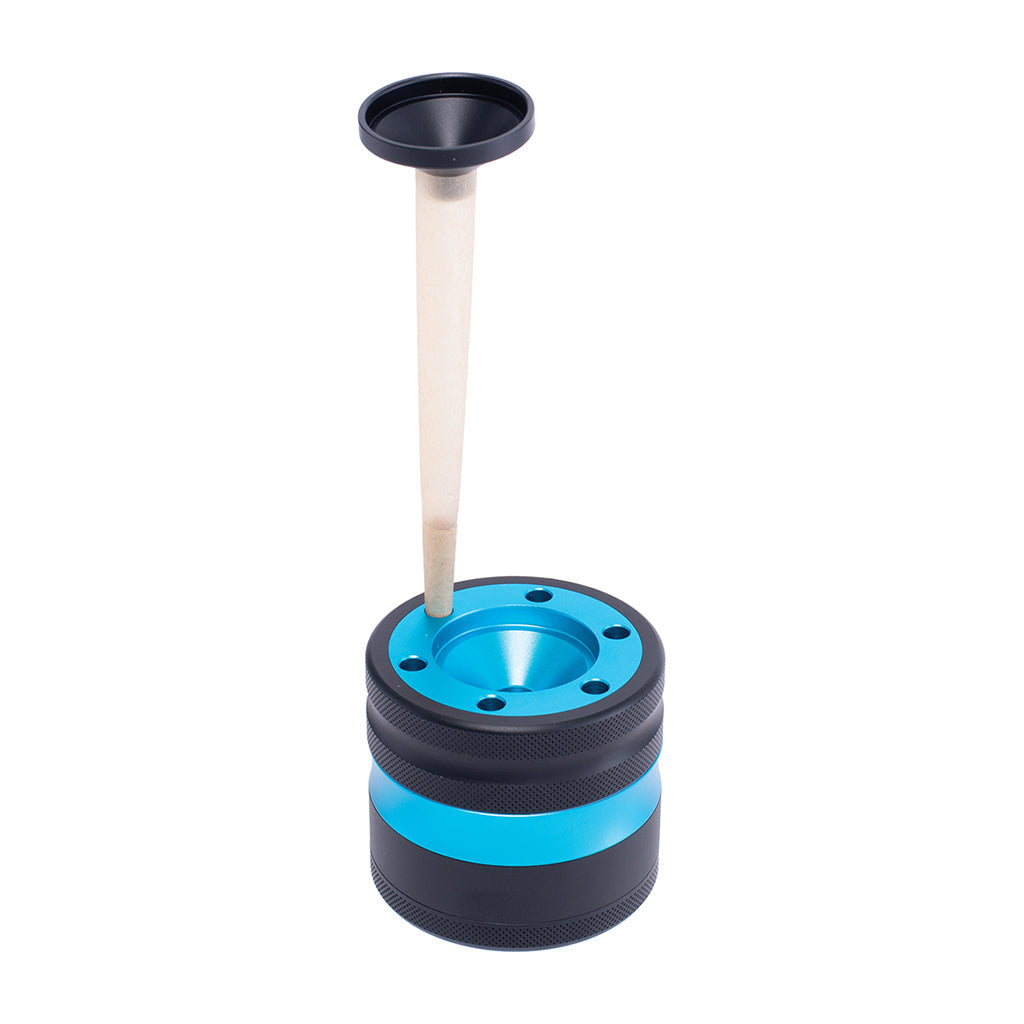 Aluminium Grinder w/ Cone Holder & Funnel - Light Blue