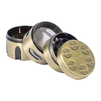12ct. 4 Part Bullet / Clear Middle Grinder 40mm. Zinc Alloy