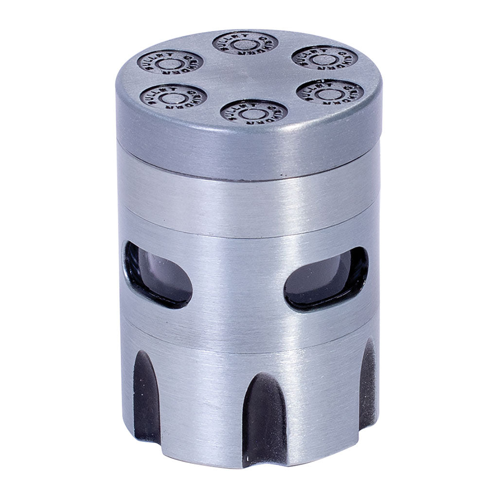 12ct. 4 Part Bullet / Clear Middle Grinder 40mm. Zinc Alloy